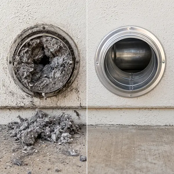 Dryer Vent Cleaning before and after