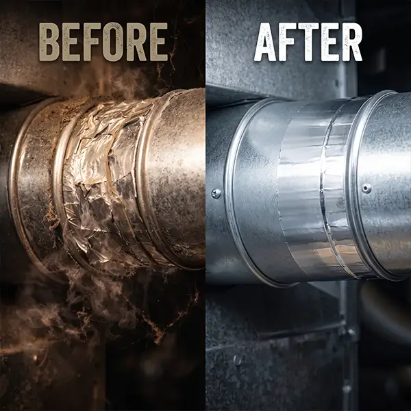 Duct Sealing Repair before and after