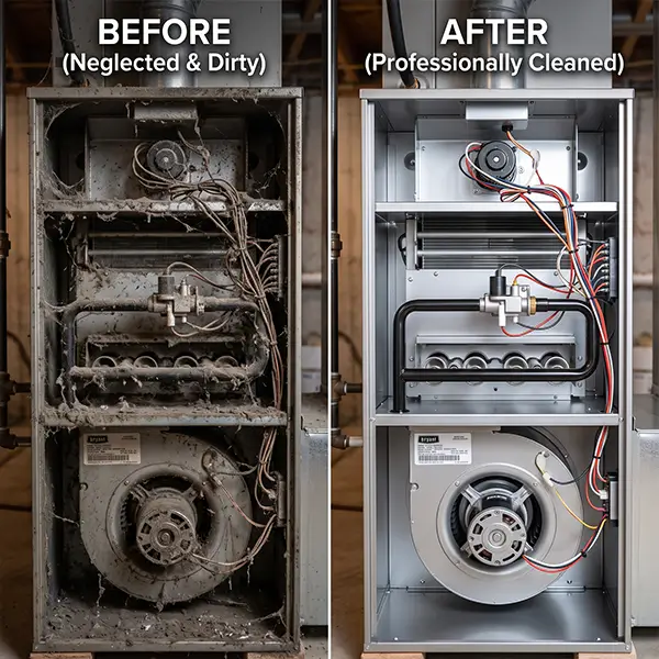 Furnace Cleaning before and after